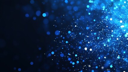 Poster - Abstract blue light bokeh on dark background, creating a magical fantasy atmosphere.