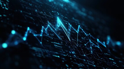 Poster - Futuristic digital data visualization with glowing blue lines and abstract network connections.
