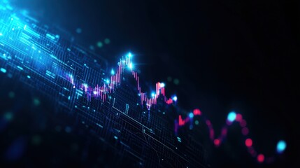 Poster - Futuristic glowing data graph representing technological advancement and digital analytics.
