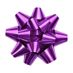 Wall Mural - purple ribbon bow top view isolated on transparent background cutout