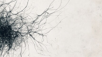 Poster - Abstract Black Branches Against White Textured Background