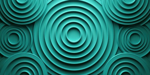 Aufkleber - Abstract Teal Concentric Circles Pattern