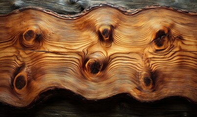 Aufkleber - Detailed Close-up of a Wavy Wooden Surface with Knots
