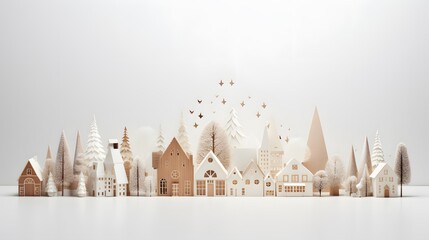 Poster - Sparse scandinavian themed christmas scene with minimal AI generated illustration