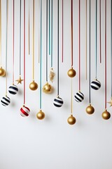 Fototapete - Striped new year streamers against a stark AI generated illustration