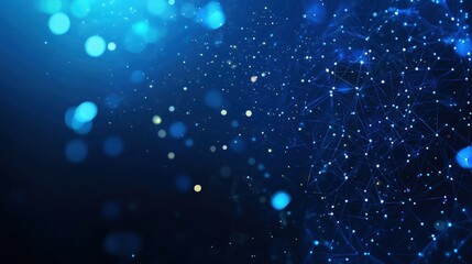 Aufkleber - Abstract digital network with glowing blue nodes and connections in dark space.
