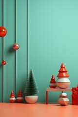 Poster - Vibrant minimalistic scene for a christmas mockup AI generated illustration