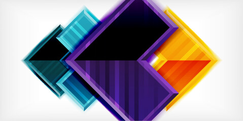 Poster - Arrow symbols created with 3d effects and line texture geometric abstract background