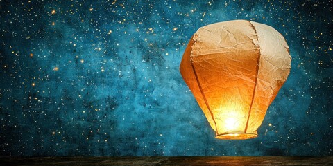 Poster - Glowing Paper Lantern Against a Night Sky
