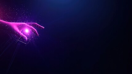 Poster - Magical hand emitting vibrant pink sparkles against a dark background, creating a mystical aura.