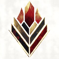 Wall Mural - abstract geometric design featuring sharp angles and bold colors of red, black, gold, and white, sui