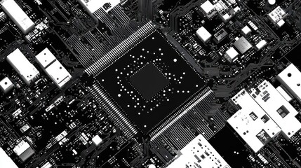 Poster - A Close-Up View of a Computer Motherboard with a Central Processing Unit