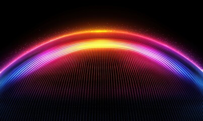 Aufkleber - Abstract Sphere with Glowing Stripes and Dots