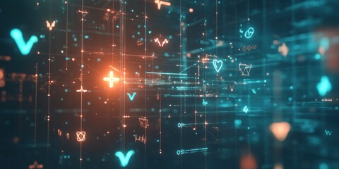 Poster - Abstract Digital Network with Medical Symbols
