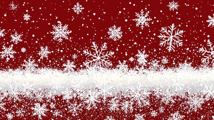Poster - White Snowflakes Falling on Red Background