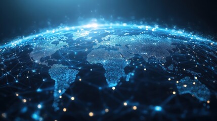 Aufkleber - Global Network Connectivity Illustrated by a Digital Globe with Interconnected Lines and Nodes