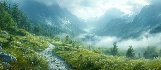 Wall Mural - Misty Mountain Path