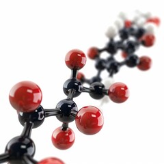 Poster - Red and black molecular chain forming on a white background