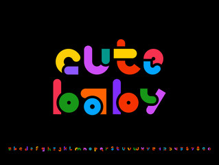 Leinwandbilder - Quirky font, alphabet in the cartoon style, funny kids multi-colored letters and numbers, vector illustration 10EPS.