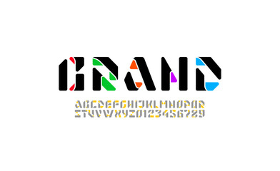 Leinwandbilder - Art alphabet font, for your design logo or brand name or game, letters A-Z and numerals 0-9, vector illustration 10EPS