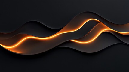 Aufkleber - A black and orange wave with a yellow glow