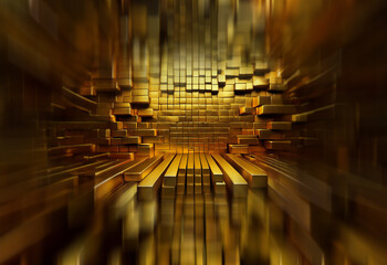 Poster - A dazzling, immersive space filled with gleaming golden bars, creating a sense of depth and luxury.  The metallic texture and light reflections amplify the opulent atmosphere.