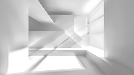 Canvas Print - A minimalist geometric interior with dynamic light and shadow play.