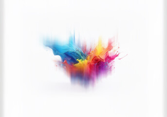 Aufkleber - A colorful explosion of vibrant paint splatters on a white background, creating a dynamic and abstract composition.