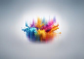 Poster - A colorful explosion of liquid paint, forming abstract shapes and textures.