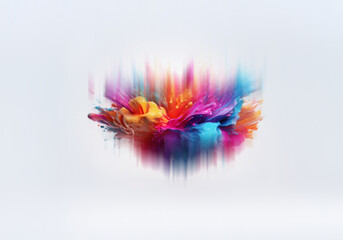 Poster - A vibrant explosion of colorful paint splatters across a white background, creating a dynamic and abstract composition.