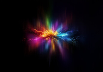 Aufkleber - Abstract colorful lines with a radiating design on a black background.