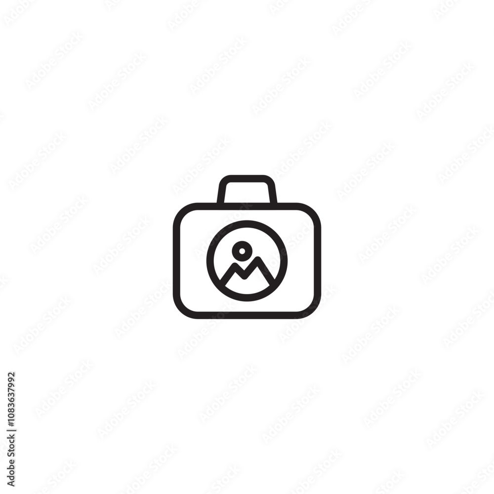 Camera icon. A simple line drawing of a camera, representing a device ...