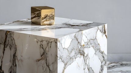Poster - Elegant marble table display with golden accent modern interior still life minimalist design close-up luxury concept