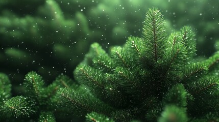 Poster - A close up of a green tree with snow on it