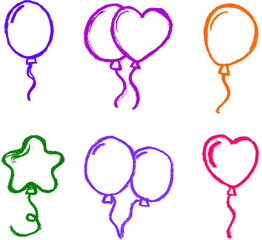 Wall Mural - balloon crayon chalk drawing vector set