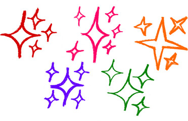 Wall Mural - Sparkle Crayon Chalk Drawing Vector Set
