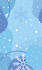 Poster - Winter poster with snowflakes. Colorful winter banner with falling snowflakes. Wintry scenes. Winter background. Vector illustration