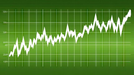 Poster - Abstract graph representation showing a consistent upward trend over time with a green gradient background symbolizing growth and financial success in a modern design.