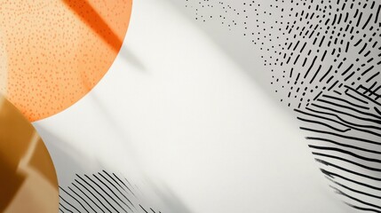 Poster - Abstract Art with Orange and Black Shapes on White Background