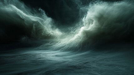 Poster - A large wave crashing into the ocean, with the water