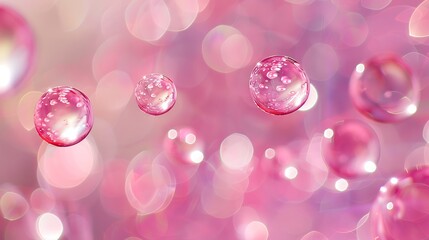 Canvas Print - A soft, dreamy background featuring floating bubbles in shades of pink and soft light.