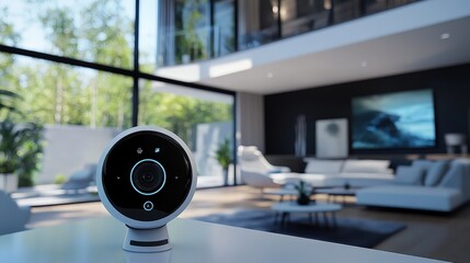 Poster - An advanced home security system is showcased in a modern home, offering cutting-edge technology to keep residents safe. With its high price