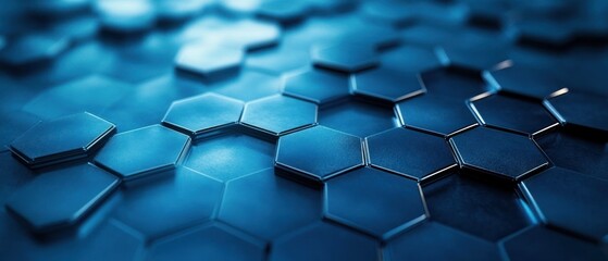 Poster - Abstract Blue Hexagonal Pattern with Depth and Texture