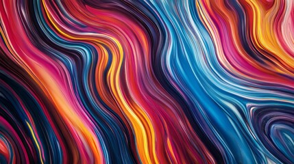 Poster - A colorful, abstract painting with a wave-like pattern