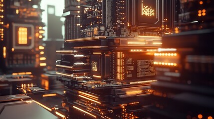 Aufkleber - Stack of microchips and processors in a clean, high-tech environment, emphasizing the power and miniaturization of modern electronics