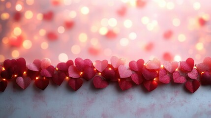 Poster - Valentine decoration with fairy lights, dreamy romantic ambiance, on solid white background, single scene