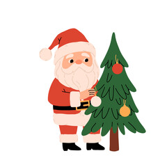 Wall Mural - A flat vector Christmas illustration. Cute Santa Claus in different poses