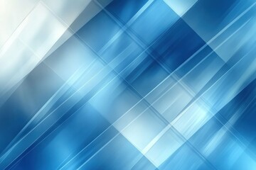 Poster - Abstract Blue and White Geometric Pattern with Diagonal Lines and Overlapping Shapes