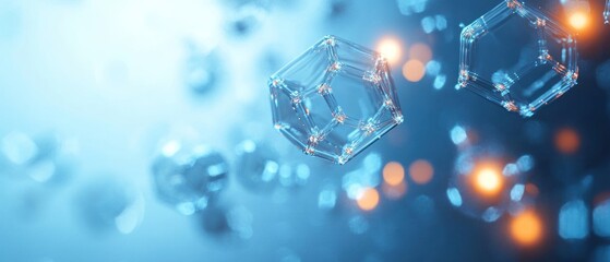 Poster - Abstract Glass Cube Structures with Blurred Lights