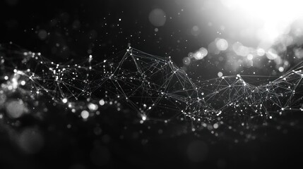 Aufkleber - Abstract digital network with glowing nodes and bokeh lights